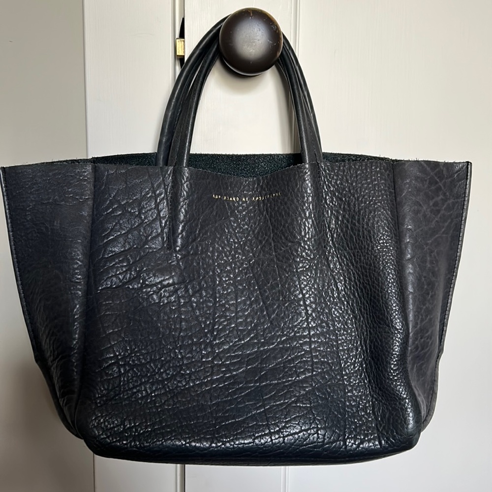 Ampersand As Apostrophe buffalo leather navy small tote bag